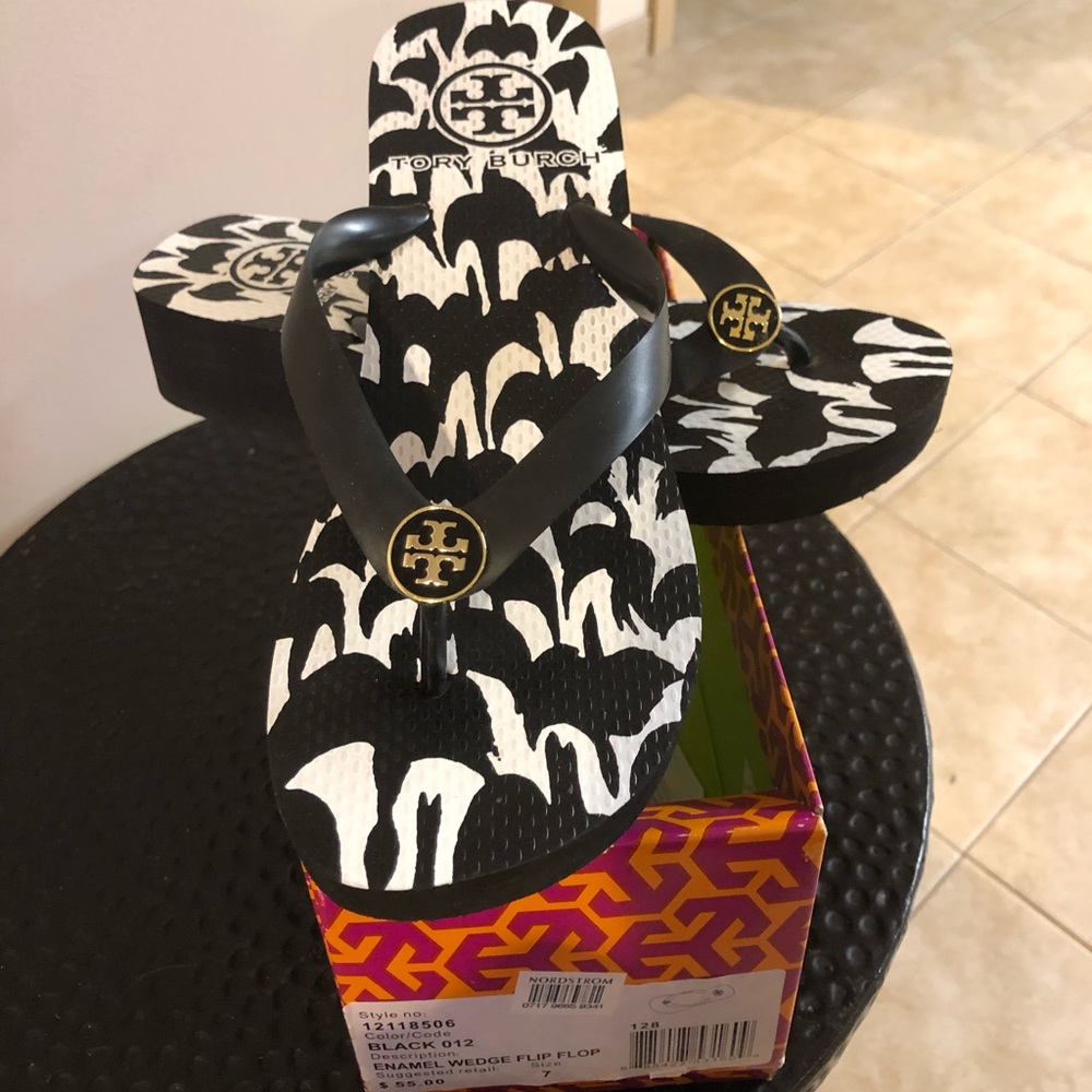 Tory Burch wedge flip flops